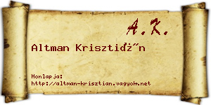 Altman Krisztián névjegykártya