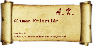 Altman Krisztián névjegykártya